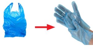 reuse plastic bag into glove